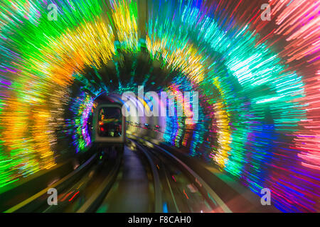 Bund Sightseeing Tunnel, Pudong, Shanghai, China Stock Photo