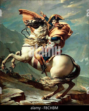 NAPOLEON CROSSING THE ALPS  1805 painting by Jacques-Louis David Stock Photo