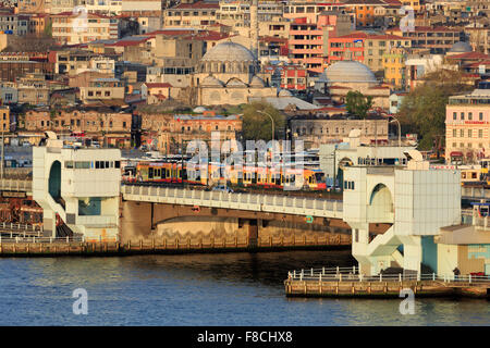 Galata Bridge, Golden Horn, Istanbul, Turkey, Europe Stock Photo