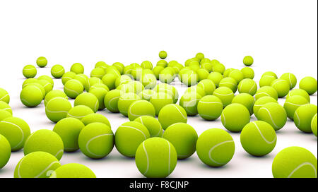 Many tennis ball isolated on white Stock Photo