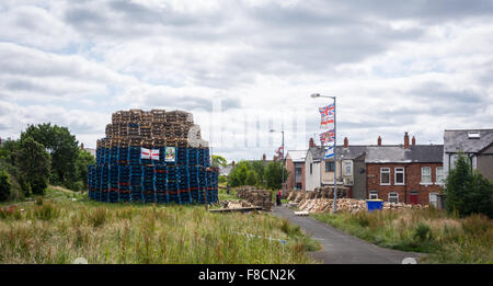 Loyalist bonfire in East Belfast Stock Photo