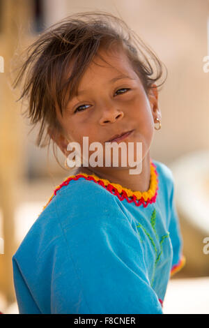 Portrait of Wayuu Indian girl in Punta Gallinas Stock Photo