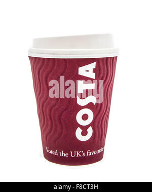 Costa Coffee Logo on a take a way cup. Costa Coffee is a British coffeehouse company Stock Photo