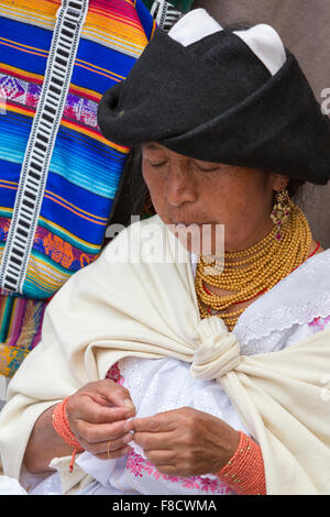 Women from the Mestizo ethnic group in Otavalo, Ecuador Stock Photo