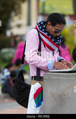 Women from the Mestizo ethnic group in Otavalo, Ecuador Stock Photo