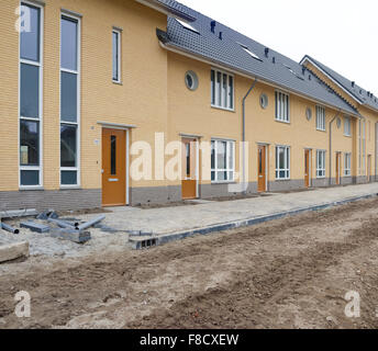 row of newly build terraced houses in the netherlands Stock Photo