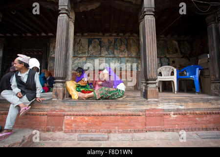 Lifestyle in Kathmandu at the temples, Nepal Stock Photo