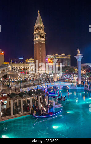 The Venetian hotel and replica of a Grand canal in Las Vegas Stock Photo