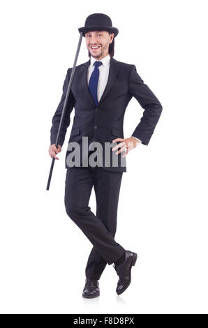 Man dancing with walking stick on white Stock Photo - Alamy