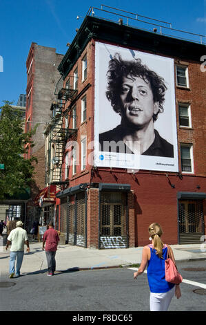 Chuck Close painting is reproduced on outdoor advertising panel in New York City during the Art Everywhere event. Stock Photo