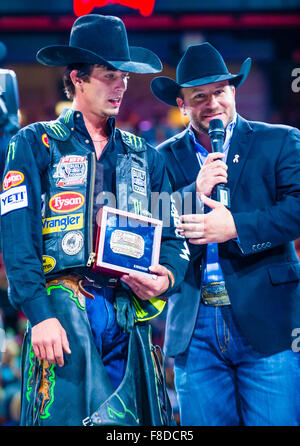 J.B. Mauney on stage after winning the PBR bull riding world finals in ...