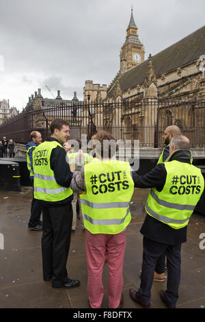 London, UK. 8th Dec, 2015. Stewards outside Parliament to greet students attending the Cut The Costs lobby. Credit:  Mark Kerrison/Alamy Live News Stock Photo