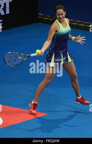 Pasay City, Philippines. 8th Dec, 2015. Obi UAE Royals' player Ana Ivanovic of Serbia returns the ball to the OUE Singapore Slammers' player Karolina Pliskova of Czech Republic during their women's singles match in the International Premier Tennis League in Pasay City, Philippines, on Dec. 8, 2015. Ivanovic won 6-5. Credit:  Rouelle Umali/Xinhua/Alamy Live News Stock Photo