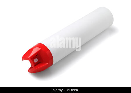 Mosquito Aerosol Spray Can Lying on White Background Stock Photo