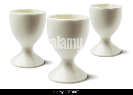 Three Ceramic Cups on White Background Stock Photo