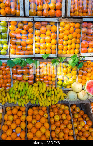 Fresh fruits on sale in fruits market Stock Photo