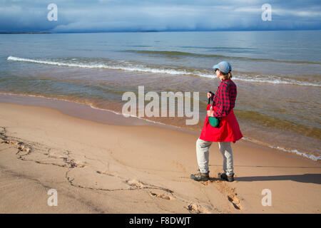 Beach on Au Train Bay, Hiawatha National Forest, Michigan Stock Photo