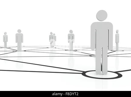 People unified into network. Managing team of people on internet. Staff recruitment Stock Photo