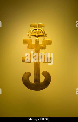 Golden object on neutral color background, Colombia Stock Photo