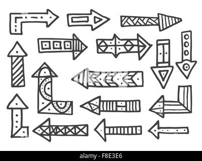 Hand drawn arrows set isolated on white background. Vector illustration. Element for infographics or business presentations. Stock Vector