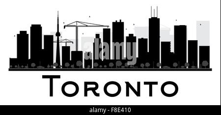 Toronto City skyline black and white silhouette. Vector illustration. Simple flat concept for tourism presentation, banner Stock Vector