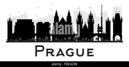 Prague City skyline black and white silhouette. Vector illustration. Simple flat concept for tourism presentation, banner Stock Vector