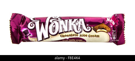Wonka Chocolate Nice Cream flavoured chocolate bar on white background