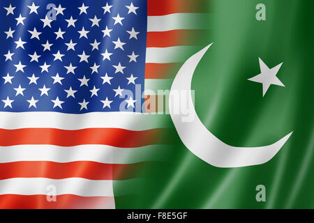 Mixed USA and Pakistan flag, three dimensional render, illustration Stock Photo