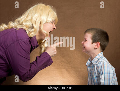 mother yelling at children Stock Photo