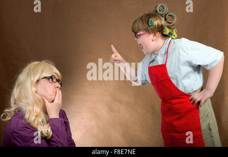 mother yelling at children Stock Photo