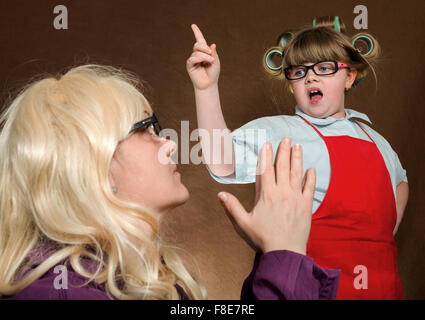 mother yelling at children Stock Photo