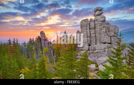The Karkonosze National Park, Rock Formation 'Pielgrzymy' Poland, Europe Stock Photo