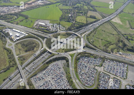 An aerial view of Junction 6 of the M42 for Birmingham NEC and Coventry Stock Photo