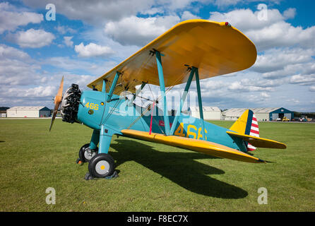 Historic biplane Boeing Stearman from the 1930s at an English Air Show Stock Photo