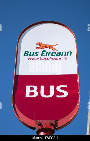 Bus Eireann Stop Sign, Ireland Stock Photo