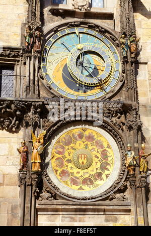 The historic Astronomical Clock, Prague Old Town, Czech Republic, UNESCO Stock Photo