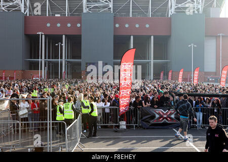 X-Factor auditions at Old Trafford football ground , Manchester . Stock Photo