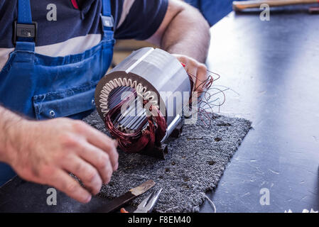 Electric motor production, copper Stock Photo