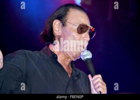 Naples, Italy. 08th Dec, 2015. Roman singer Antonello Venditti performs during his live concert at Palapartenope with his 'Tortuga Tour'. Antonello Venditti is an Italian singer and composer who became famous in the 1970s for the social themes of his songs. During the concert Venditti recalled Valeria Soresin, victim of Isis in France, Ciro Esposito, died in Rome after a soccer game, Pino Daniele, singer and composer from Naples, and Pope Francis who has - the same day of the concert - started the Jubilee and opened the Santa door in Rome. © Maria Consiglia Izzo/Pacific Press/Alamy Live News Stock Photo