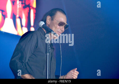 Naples, Italy. 08th Dec, 2015. Roman singer Antonello Venditti performs during his live concert at Palapartenope with his 'Tortuga Tour'. Antonello Venditti is an Italian singer and composer who became famous in the 1970s for the social themes of his songs. During the concert Venditti recalled Valeria Soresin, victim of Isis in France, Ciro Esposito, died in Rome after a soccer game, Pino Daniele, singer and composer from Naples, and Pope Francis who has - the same day of the concert - started the Jubilee and opened the Santa door in Rome. © Maria Consiglia Izzo/Pacific Press/Alamy Live News Stock Photo