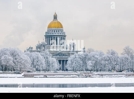 Saint Isaac's Cathedral in winter, Saint Petersburg, Russia Stock Photo