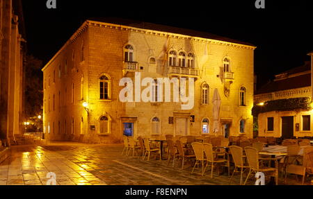 Trogir, Croatia, The town Hall in the Trogir by night