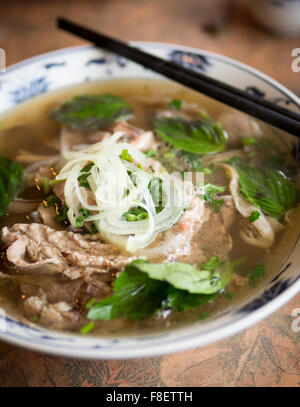 A Bowl Of Beef Brisket Pho, A Popular Vietnamese Noodle Soup Stock 