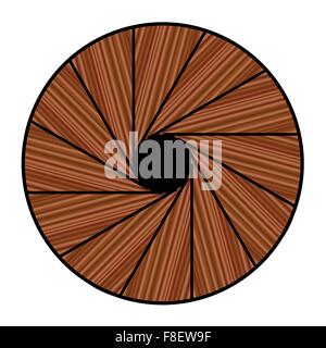 Abstract image of a view down a polished wooden spiral staicase Stock Vector