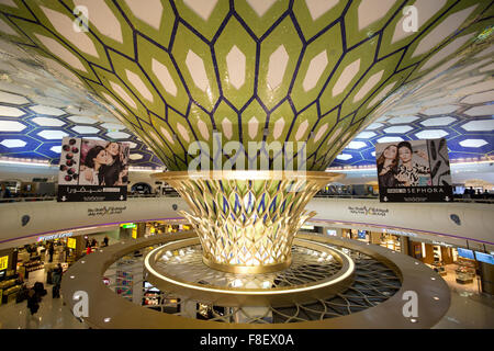 Abu Dhabi, United Arab Emirates - October 24, 2015: Terminal 1 of Abu Dhabi International Airport (AUH) in the United Arab Emira Stock Photo