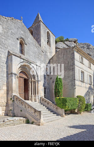 Old Church in Les Baux de Provence famous ancient medieval village. France, Europe Stock Photo