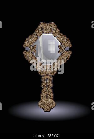mirror on dark background with vintage frame Stock Vector
