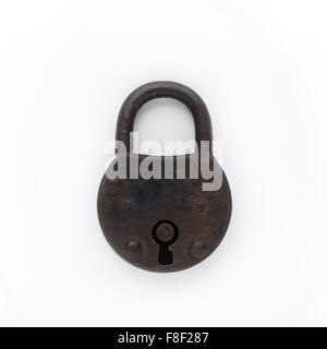 old padlock / black lock isolated on white background Stock Photo