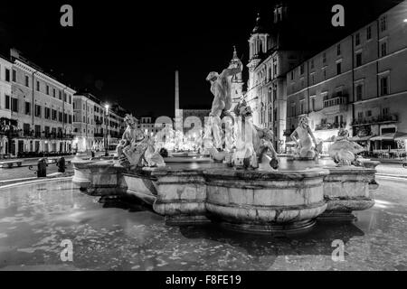 Night view, Piazza Navona, Rome. Italy Stock Photo