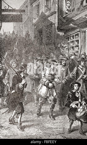 The arrest of Governor Andros during the 1689 Boston revolt.  Sir Edmund Andros, 1637 – 1714.   English colonial administrator in North America. Stock Photo